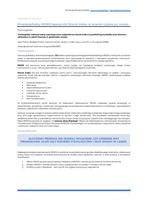 Miniatura opracowania: Przedszpitalny NEWS lepszy niż Shock Index w ocenie ryzyka po urazie
